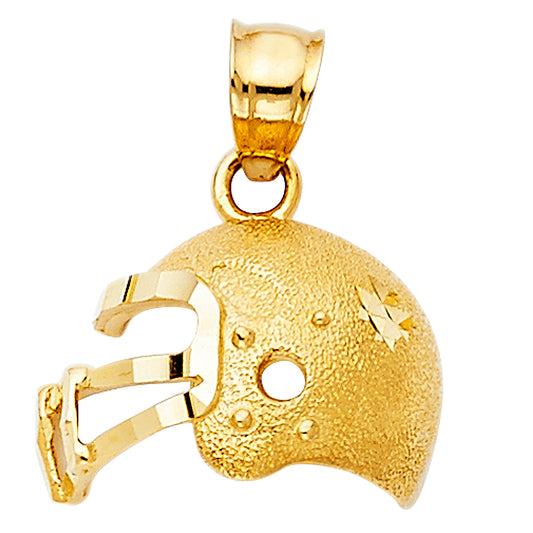14k Yellow Gold Football Helmet Charm Pendant  (12mm x 16mm)