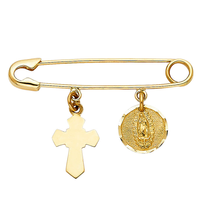 14k Yellow Gold Hang On Pin / Clip Charm Pendant  (25mm x 38mm)