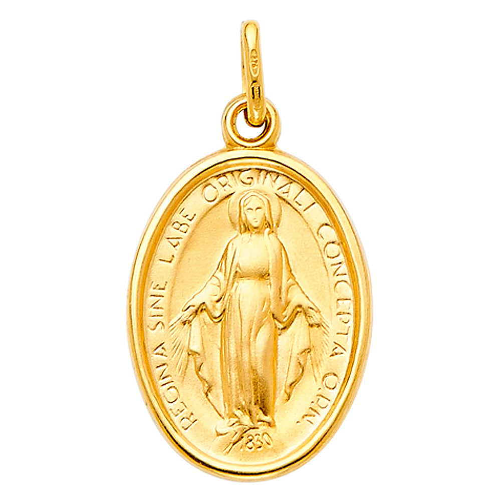14k Yellow Gold Virgin Mary Medal (21mm x 15mm)