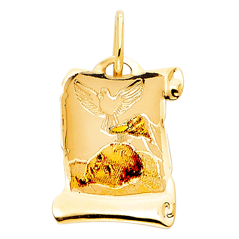 14k Yellow Gold Small/Mini Baptism Picture Charm Pendant  (17mm x 12mm)