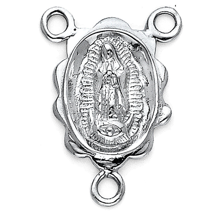 14k White Gold Guadalupe Medal For Rosario (18mm x 13mm)