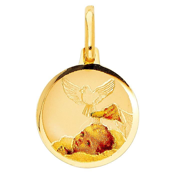 14k Yellow Gold Small/Mini Baptism Picture Charm Pendant  (17mm x 15mm)