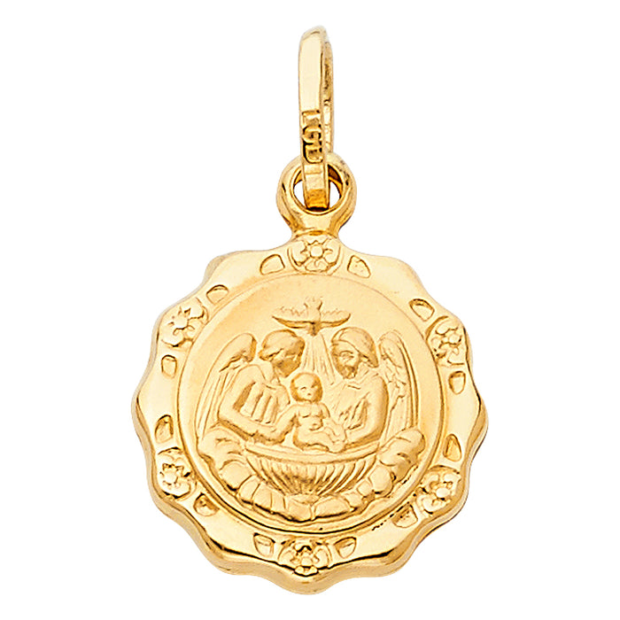 14k Yellow Gold Baptism Charm Pendant Big (18mm x 15mm)