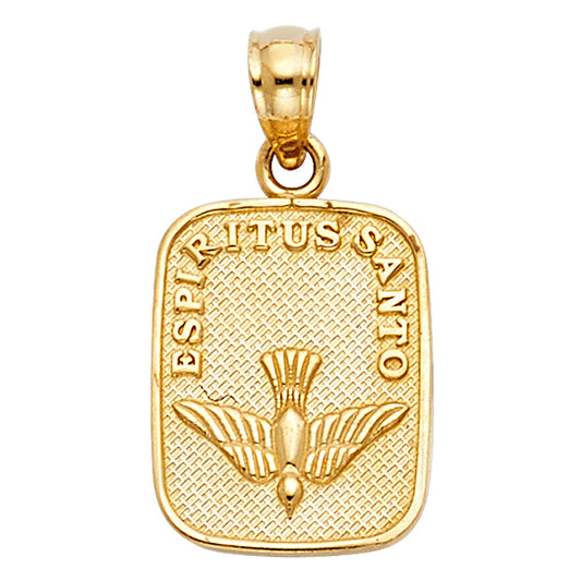 14k Yellow Gold Small/Mini Espiritu Santo Dove Charm Pendant  (15mm x 11mm)