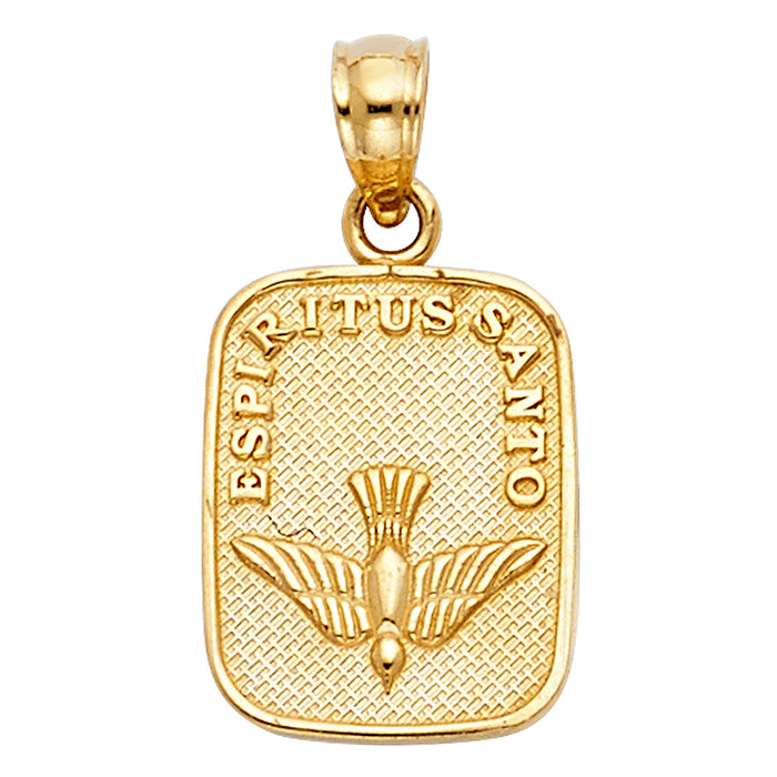 14k Yellow Gold Small/Mini Espiritu Santo Dove Charm Pendant  (15mm x 11mm)