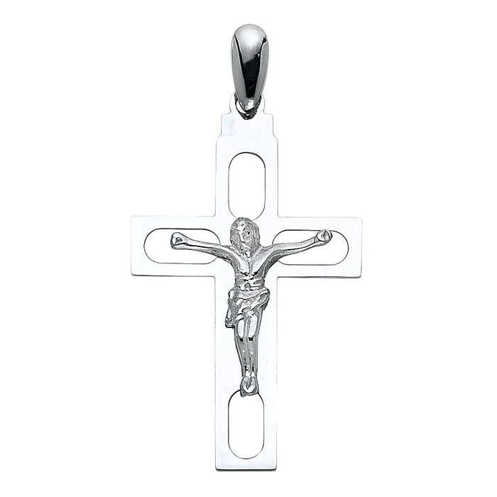 14k White Gold Religious Crucifix Cross (15 X 35mm)