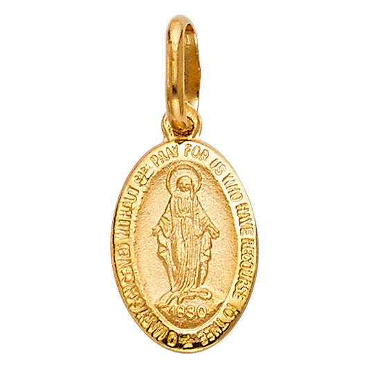 14k Yellow Gold Virgin Mary Miraculous Medal Pendant (21mm High)