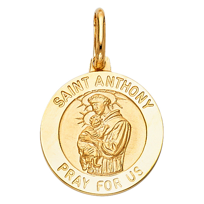14k Yellow Gold Religious Saint Anthony Charm Pendant (18mm x 15mm)