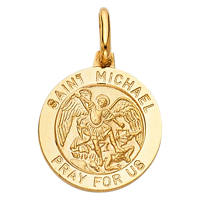 14k Yellow Gold Religious Saint Michael Charm Pendant (18mm x 15mm)