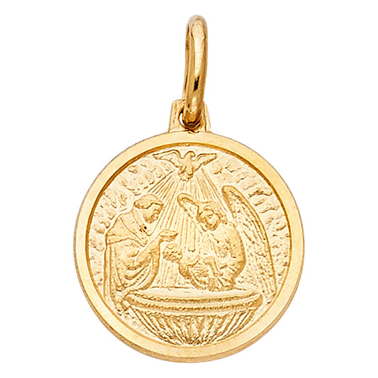 14k Yellow Gold Baptism Charm Pendant (16mm x 15mm)