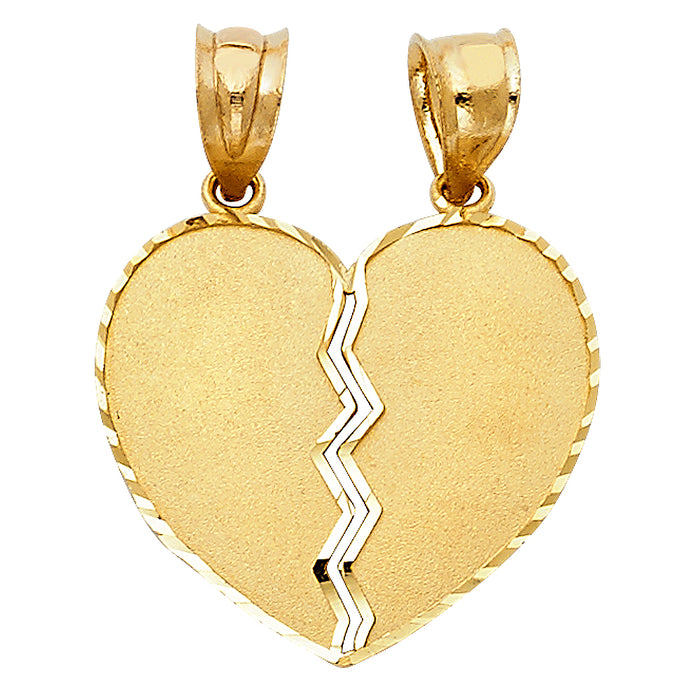 14k Yellow Gold Breakable Heart Charm Pendant, 20mm x 20mm