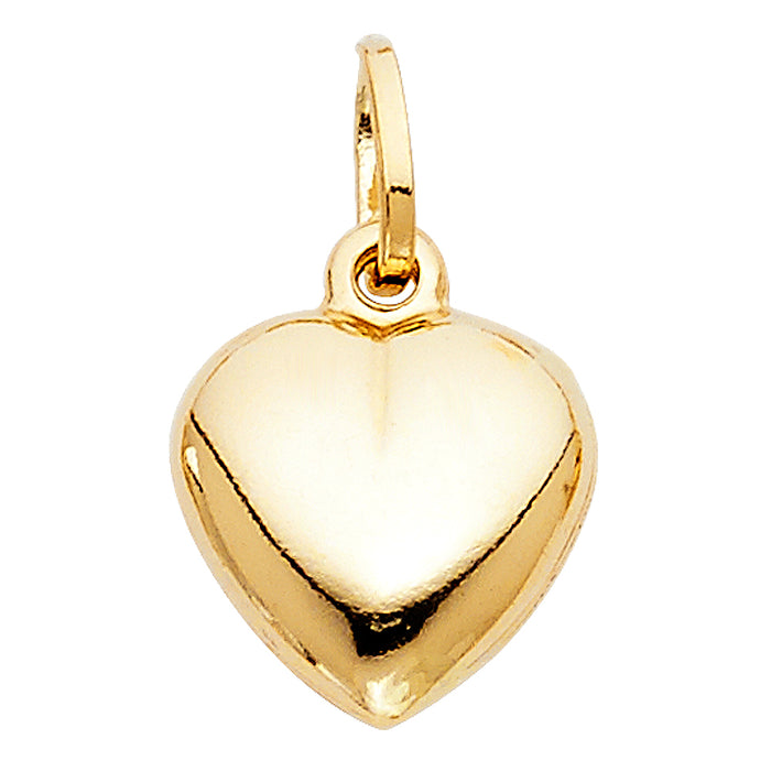 14k Yellow Gold Mini Hollow Heart Charm Pendant (13mm x 13mm)