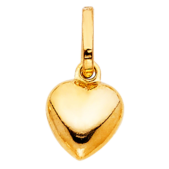 14k Yellow Gold Mini Hollow Heart Charm Pendant (11mm x 10mm)