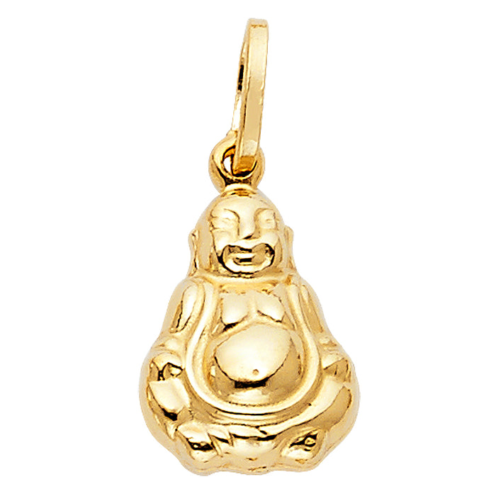 14k Yellow Gold Hollow Small Buddha Puff Charm Pendant (16mm x 10mm)