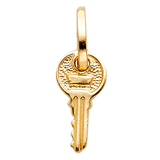 14k Yellow Gold Novelty Small Standard Key Charm (11mm x 8mm)