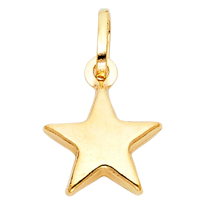 14k Yellow Gold Hollow Small Star Puff Charm Pendant (13mm x 13mm)
