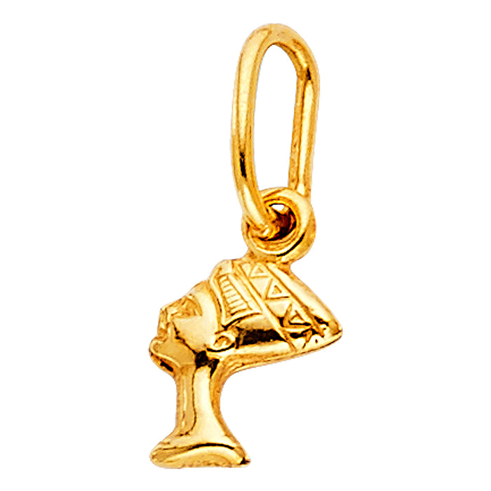 14k Yellow Gold Small Queen Nefertiti Charm Pendant (11mm x 8mm)