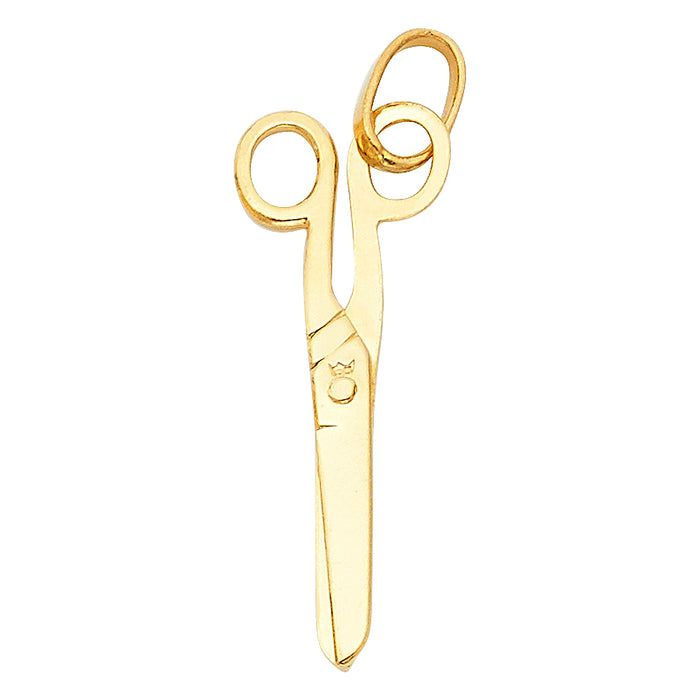 14k Yellow Gold Novelty Small Gold Scissors Charm Pendant (23mm x 15mm)