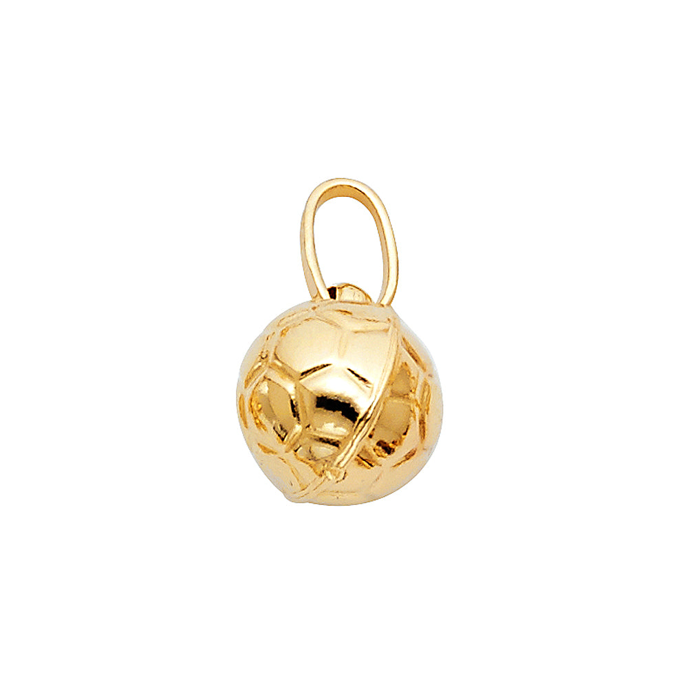 14k Yellow Gold Sports Hollow Soccer Ball Puff Charm Pendant (11mm x 10mm)