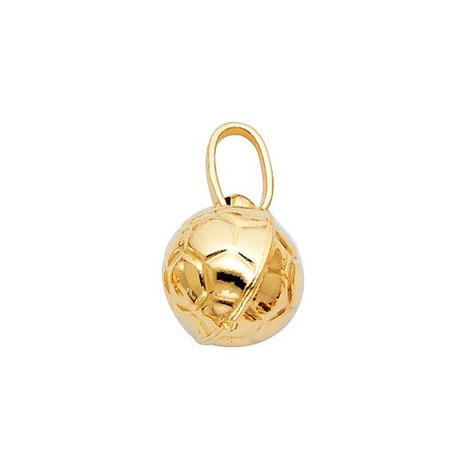 14k Yellow Gold Sports Hollow Soccer Ball Puff Charm Pendant (11mm x 10mm)