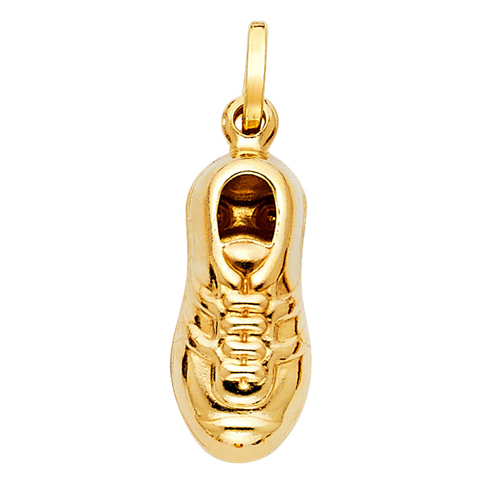 14k Yellow Gold Sports Soccer Shoe Cleats Hollow Charm Pendant (21mm x 10mm)