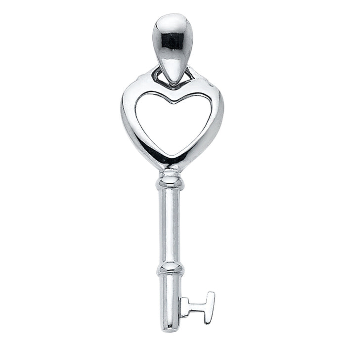 14k White Gold Small/Mini Key Charm Pendant