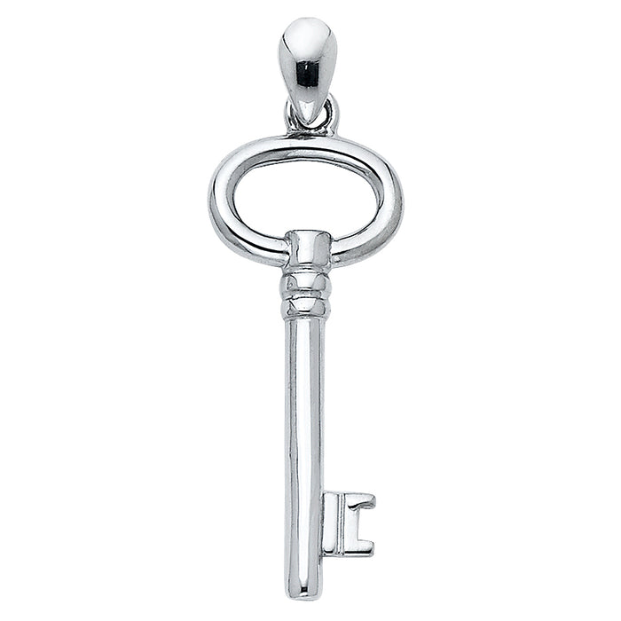 14k White Gold Small/Mini Key Charm Pendant