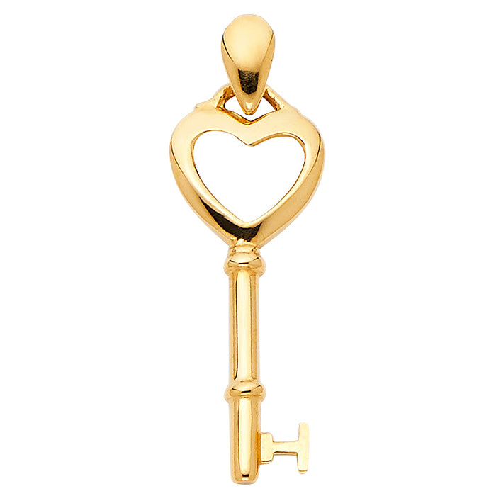 14k Yellow Gold Small/Mini Key Charm Pendant