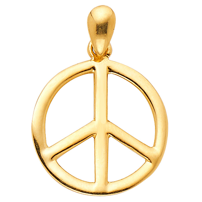 14k Yellow Gold Small/Mini Peace Charm Pendant