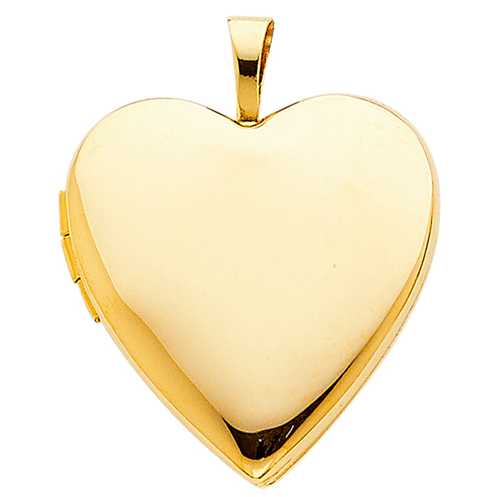 14k Yellow Gold Small/Mini Heart Locket Charm Pendant  (20mm x 19mm)