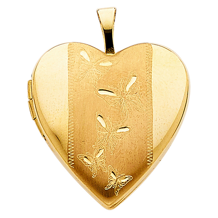 14k Yellow Gold Small/Mini Heart Locket Charm Pendant  (20mm x 19mm)