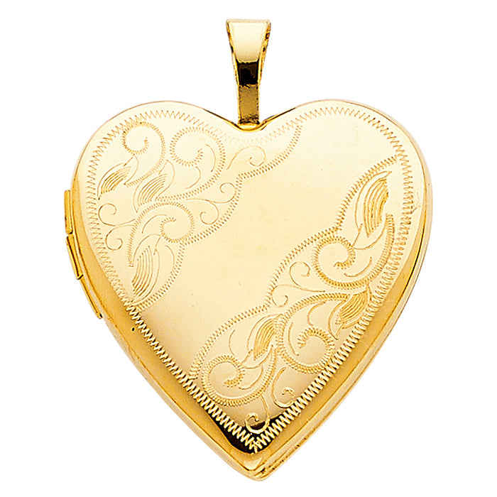 14k Yellow Gold Small/Mini Heart Locket Charm Pendant  (20mm x 19mm)