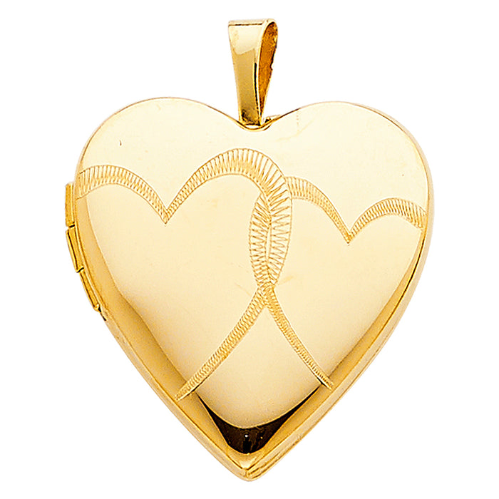 14k Yellow Gold Small/Mini Heart Locket Charm Pendant  (20mm x 19mm)