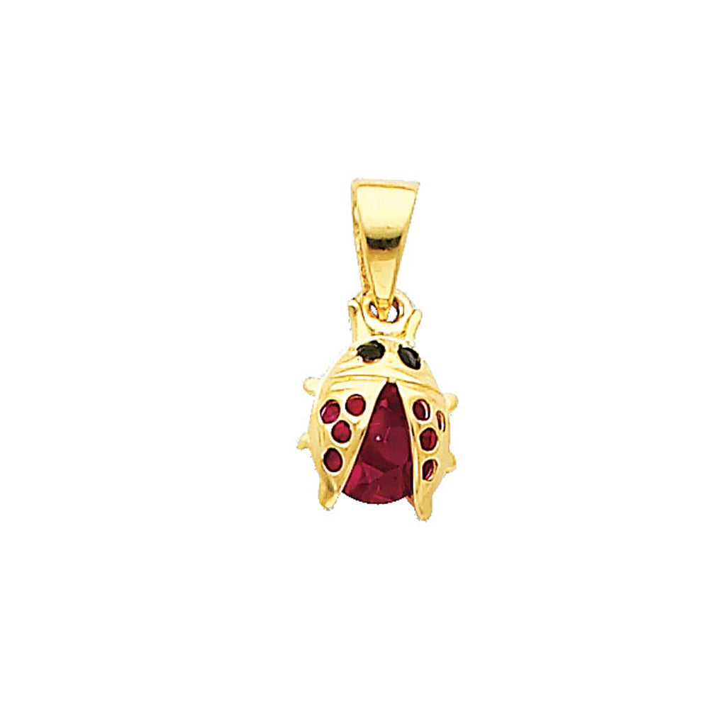 14k Yellow Gold Mini Ladybug Small/Mini Charm Pendant, Red Enamel (8mm x 7mm)
