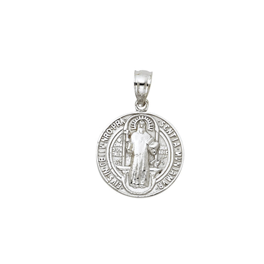 14k White Gold San Beniti Round Medal (14mm x 14mm)