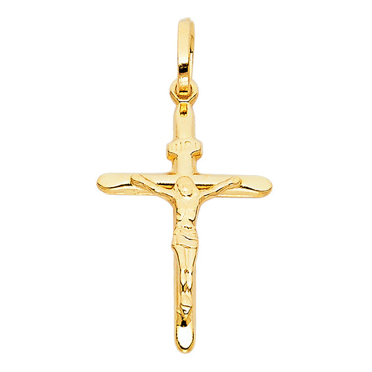 14k Yellow Gold Small/Mini Religious Crucifix with INRI Charm Pendant  (26mm x 18mm)