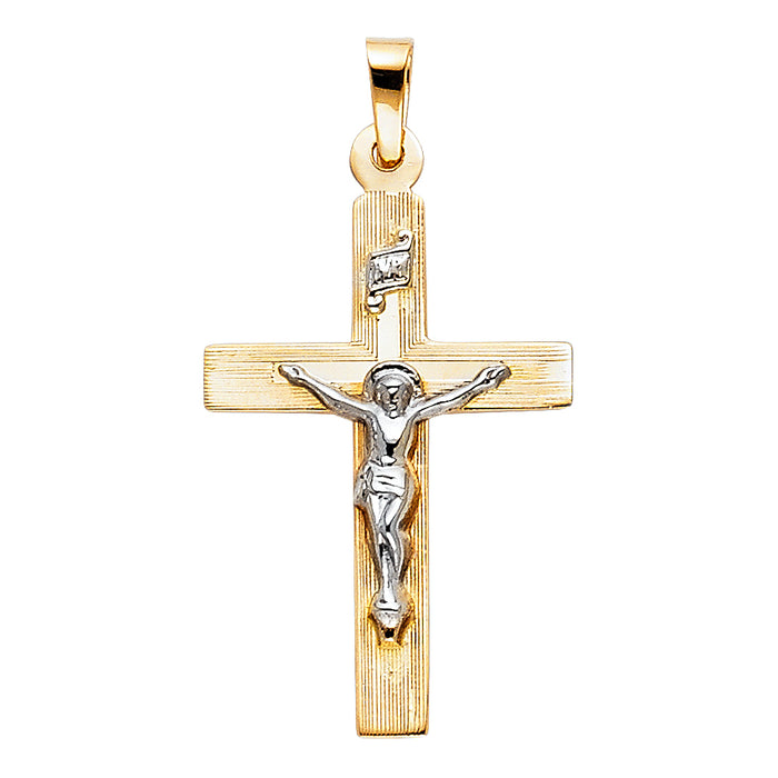 14k Yellow Gold Small/Mini Religious Crucifix Charm Pendant  (25mm x 17mm)