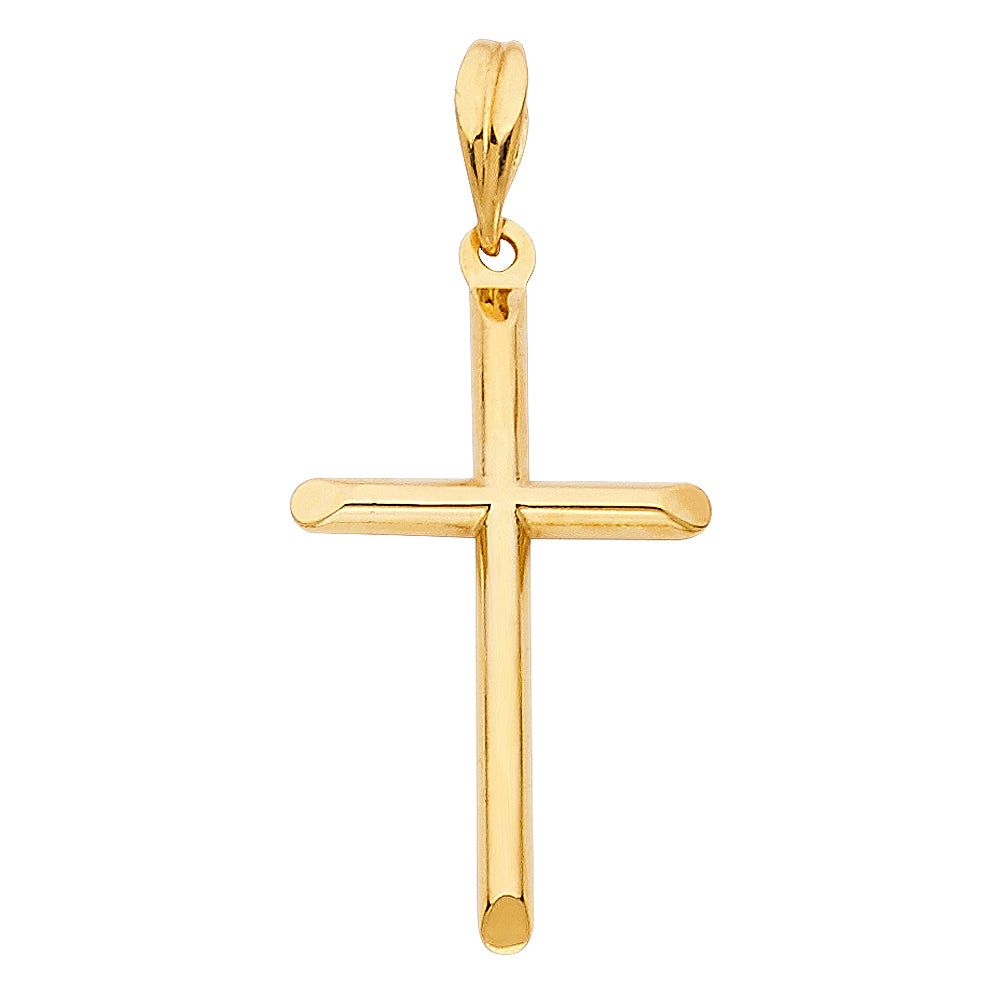 14k Yellow Gold Small/Mini Religious Cross Charm Pendant  (27mm x 17mm)