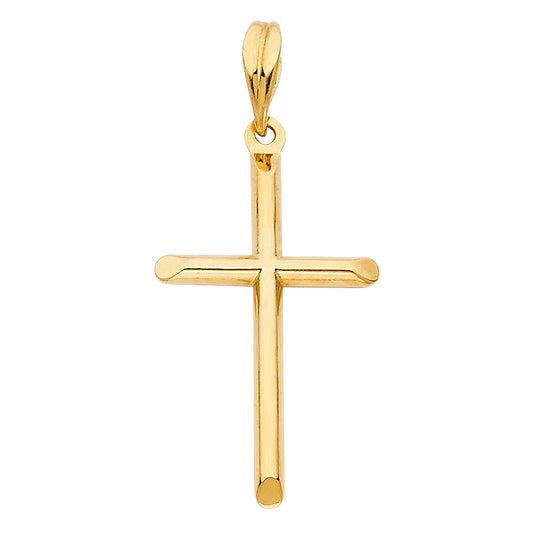 14k Yellow Gold Small/Mini Religious Cross Charm Pendant  (27mm x 17mm)