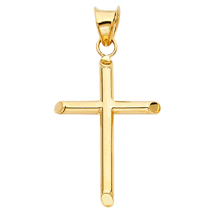 14k White Gold Small/Mini Religious Cross Charm Pendant  (22mm x 17mm)