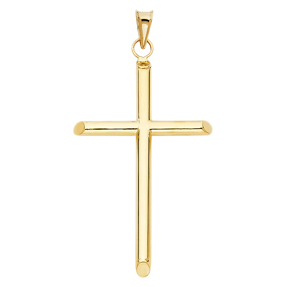 14k Yellow Gold Religious Cross Charm Pendant  (29mm x 31mm)