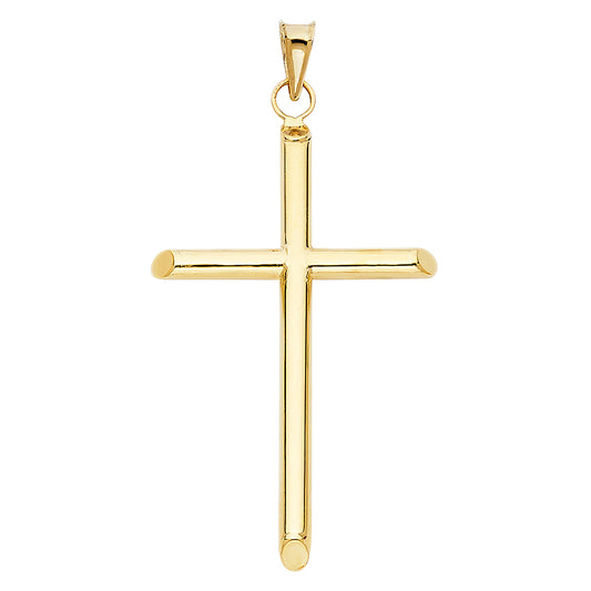 14k Yellow Gold Religious Cross Charm Pendant  (29mm x 31mm)