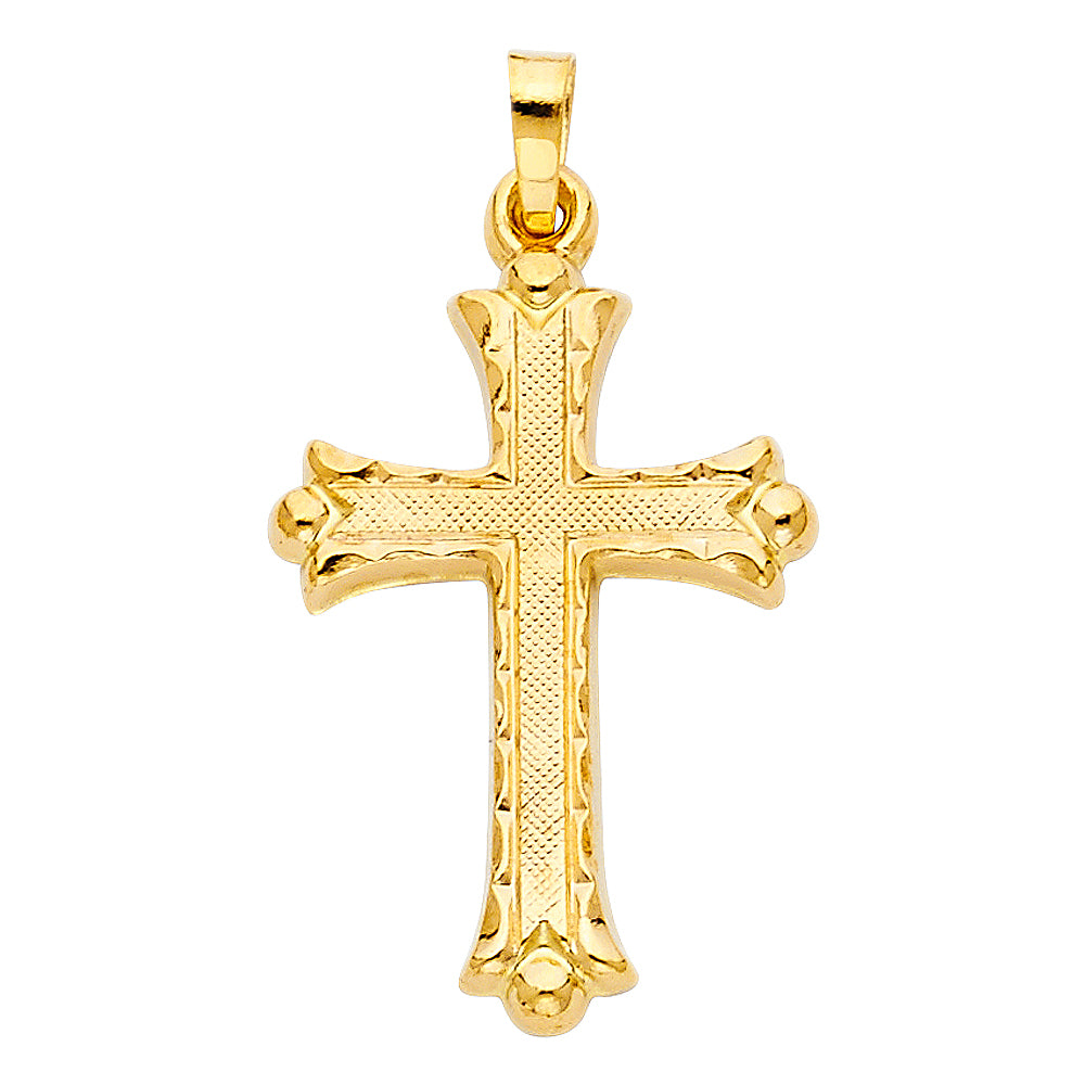 14K Yellow Gold Small/Mini Religious Cross Charm Pendant  (26mm x 18mm)