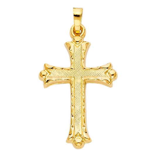 14K Yellow Gold Small/Mini Religious Cross Charm Pendant  (26mm x 18mm)