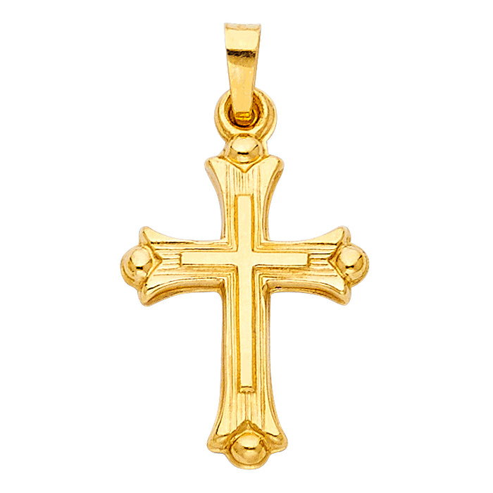 14k Yellow Gold Small/Mini Religious Cross Charm Pendant  (20mm x 15mm)