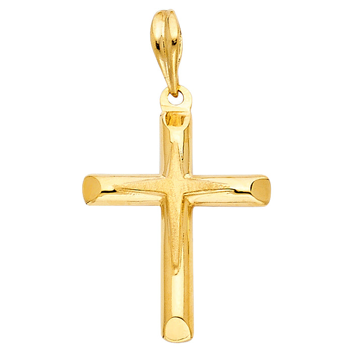 14k Yellow Gold Small/Mini Religious Cross Charm Pendant  (22mm x 18mm)
