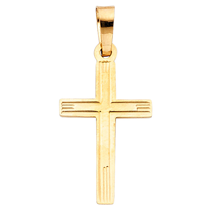 14k Yellow Gold Small/Mini Religious Cross Charm Pendant  (18mm x 11mm)