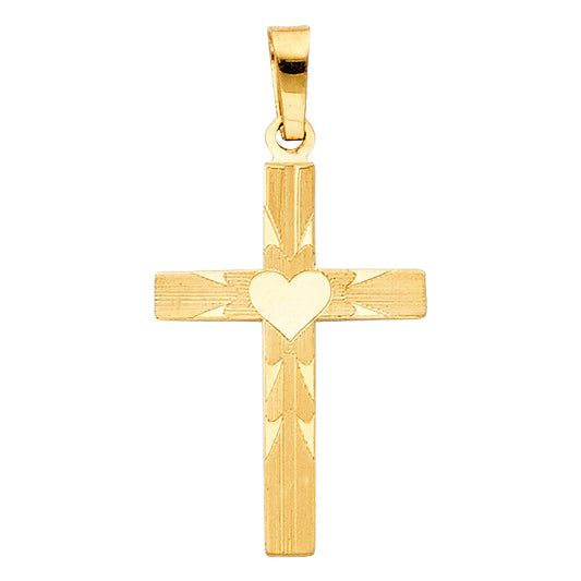 14k Yellow Gold Small/Mini Religious Cross Charm Pendant  (21mm x 15mm)