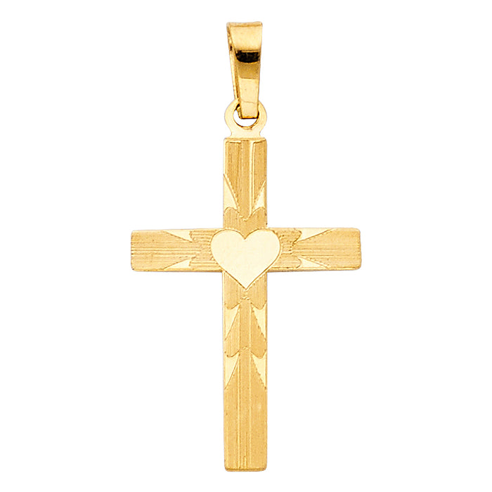 14k Yellow Gold Small/Mini Religious Cross Charm Pendant  (21mm x 15mm)