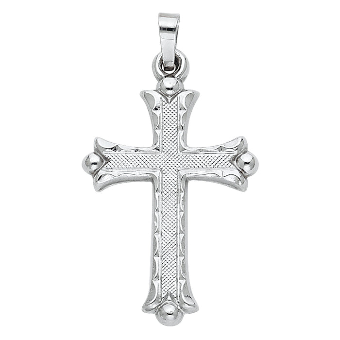 14k White Gold Small/Mini Religious Cross Charm Pendant  (26mm x 18mm)